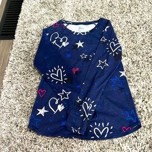 Blue patterned long sleeve justice shirt